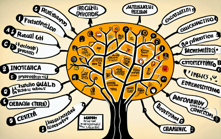 **
A vibrant mind map with interconnected branches radiating from a central topic. Each branch features keywords and simple icons or doodles instead of long sentences. Bright colors are used to distinguish different sections, and the overall layout is dynamic and engaging, representing active brainstorming and information processing. Focus on the feeling of easy recall and visual connection.
**