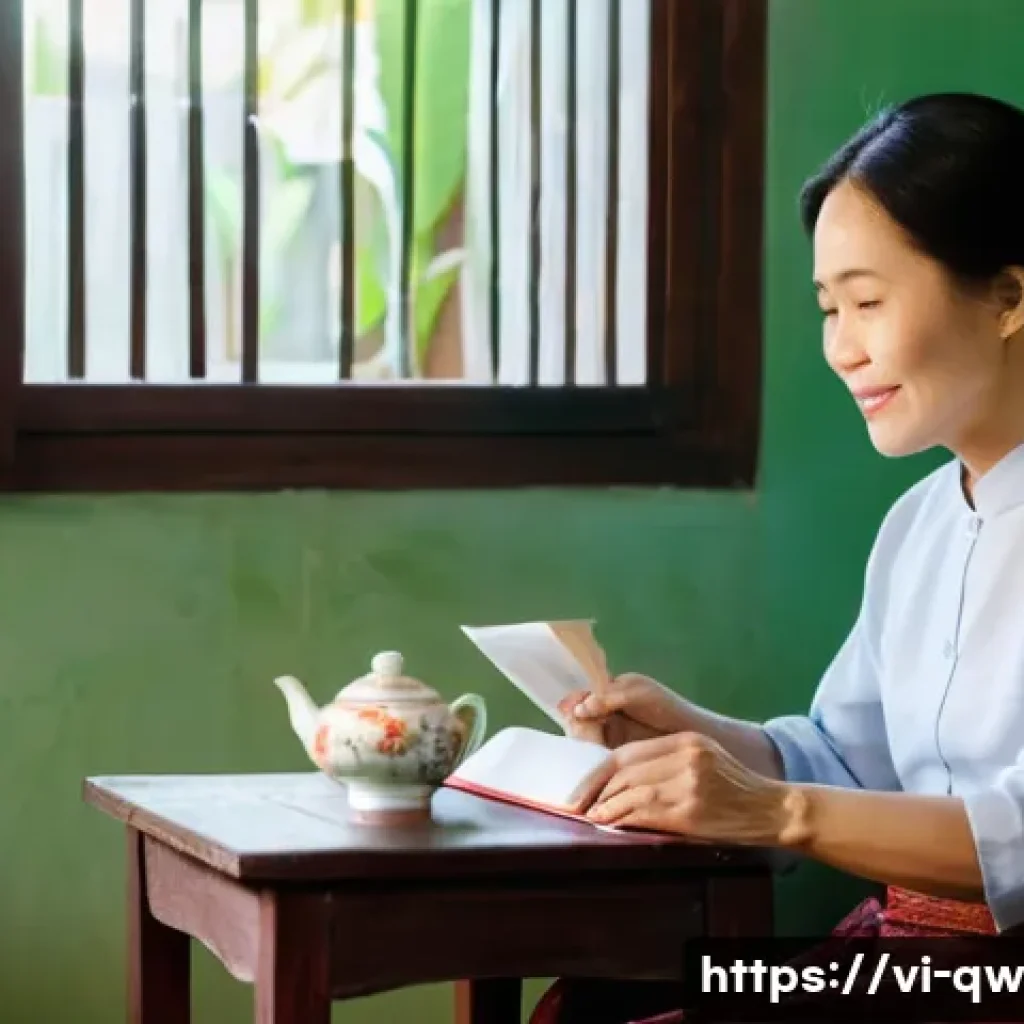 구전지식 기록법의 요약 작성 기법 - **Prompt:** A heartwarming scene of a young Vietnamese woman, in her early twenties, respectfully dr...