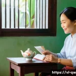 구전지식 기록법의 요약 작성 기법 - **Prompt:** A heartwarming scene of a young Vietnamese woman, in her early twenties, respectfully dr...