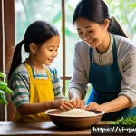 구전지식 기록법의 사례 기반 학습 - **"A heartwarming scene in a cozy, traditional Vietnamese kitchen. A Vietnamese grandmother, with a ...